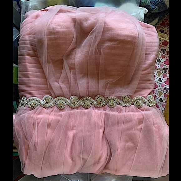 Plus size Dusty Pink Sheer Lace and Tulle Ball Gown - Picture 10 of 12